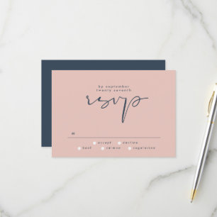 Cartons Réponse Elégant Dusty Rose moderne Mariage bleu marine