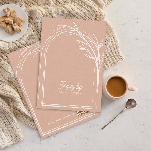 Cartons Réponse Elegant Dusty Rose With QR Code Wedding Reply By
