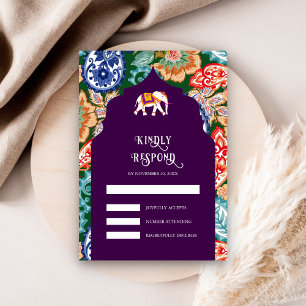Cartons Réponse Élégant éléphant d'art folklorique indien aubergin