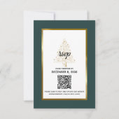 Cartons Réponse Élégant Emerald Gold Winter Wedding QR Code (Devant)