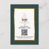 Cartons Réponse Élégant Emerald Gold Winter Wedding QR Code (Devant)