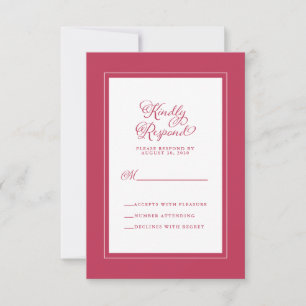 Cartons Réponse Élégant Enceinte Mariage Magenta Rouge Blanc