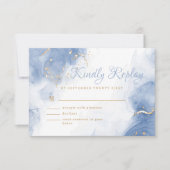 Cartons Réponse Élégant Encre d'alcool Or Bleu Minimal Blanc moder (Devant)