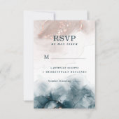 Cartons Réponse Élégant Encre d'alcool Or Blush Bleu Minimal moder (Devant)