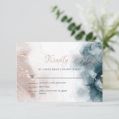 Cartons Réponse Élégant Encre d'alcool Or Blush Bleu Minimal moder (Debout devant)