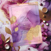 Cartons Réponse Élégant encre d'alcool violet et coulant d'or