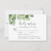 Cartons Réponse Elégant Eucalyptus Aquarelle choix de repas Mariag (Devant)