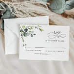Cartons Réponse Elégant Eucalyptus Feuille Mariage de verdure<br><div class="desc">Conçue pour coordonner avec notre collection Boho Greenery mariage,  cette carte RSVP personnalisable,  présente un feuillage vert aquarelle avec du texte calligraphique,  associé à un serif élégant et une police sans caractère moderne en noir. Éléments correspondants disponibles.</div>