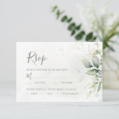 Cartons Réponse Elégant Eucalyptus Feuille Mariage or vert (Debout devant)