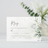 Cartons Réponse Elégant Eucalyptus Feuille Mariage or vert (Debout devant)