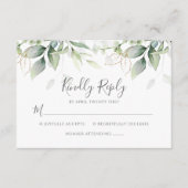 Cartons Réponse Elégant Eucalyptus Feuille Mariage or vert (Devant)