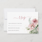 Cartons Réponse Elégant Eucalyptus Feuille Mariage or vert (Devant)