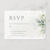 Cartons Réponse Elégant Eucalyptus Feuille Mariage or vert (Devant)
