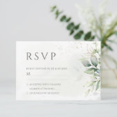 Cartons Réponse Elégant Eucalyptus Feuille Mariage or vert (Debout devant)