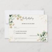 Cartons Réponse Elégant Eucalyptus Feuilles & Gold Accents Mariage (Devant)