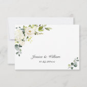 Cartons Réponse Elégant Eucalyptus Roses Blanches Mariage Floral (Dos)