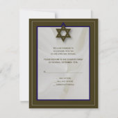 Cartons Réponse Elegant Fabric Bar Mitzvah Reply Card en Brown (Devant)