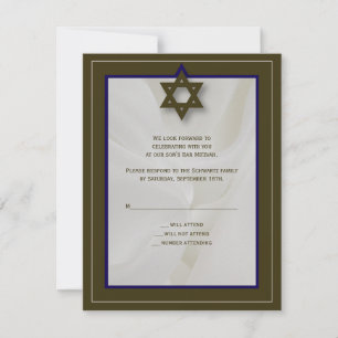 Cartons Réponse Elegant Fabric Bar Mitzvah Reply Card en Brown