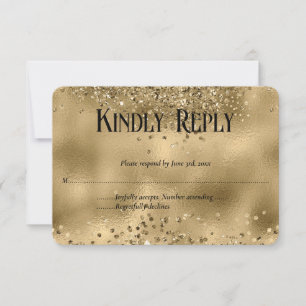 Cartons Réponse Elégant Faux Gold Parties scintillant & Foil Weddi