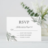Cartons Réponse Élégant Feuille Botanique Foliage Gold Mariage (Debout devant)