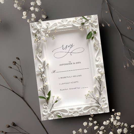 Cartons Réponse Élégant Feuille vert orné Mariage 