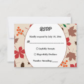 Cartons Réponse Élégant Feuilles Rustiques Automne Floral Mariage (Devant)