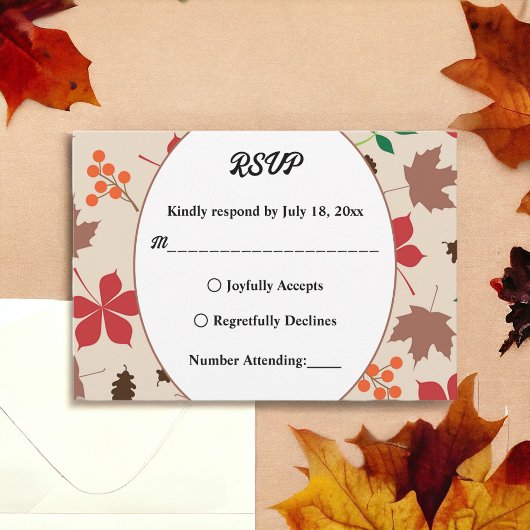 Cartons Réponse Élégant Feuilles Rustiques Automne Floral Mariage