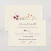 Cartons Réponse Élégant Fleur sauvage de Crème Boho Mariage (Devant / Derrière)