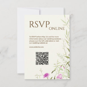 Cartons Réponse Élégant Fleur sauvage moderne Mariage off-White
