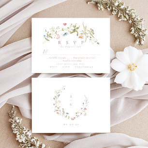 Cartons Réponse Elégant Fleur sauvage rose Dusty Rustic Boho Maria