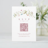 Cartons Réponse Elégant Fleur sauvage rose Dusty Rustic Boho QR co (Debout devant)