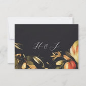 Cartons Réponse Élégant Floral Black QR Code Mariage (Dos)