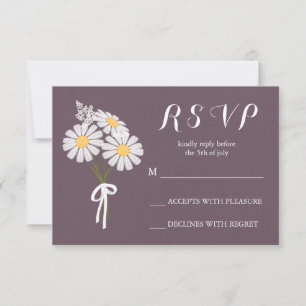 Cartons Réponse Elégant floral blanc marguerites Bouquet Mariage R