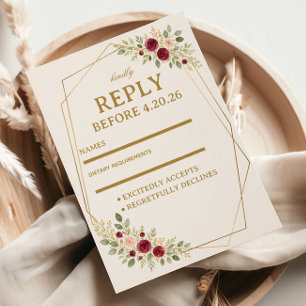 Cartons Réponse Élégant floral doré