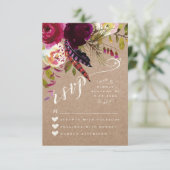Cartons réponse | Élégant Floral Rustic Boho Rose (Debout devant)