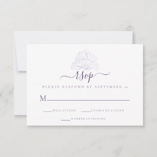 Cartons Réponse Élégant Floral violet minimaliste Mariage
