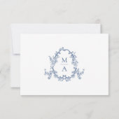 Cartons Réponse Elegant French Blue Victorian Floral Wedding (Dos)