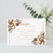 Cartons Réponse Elegant Gold Botanical Wedding Meal Choice (Debout devant)