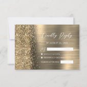 Cartons Réponse Elegant Gold Brushed Metal Glitter Script Wedding (Devant)