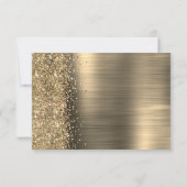 Cartons Réponse Elegant Gold Brushed Metal Glitter Script Wedding (Dos)