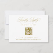 Cartons Réponse Elegant Gold Crest Logo Wedding QR Code (Devant)