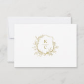 Cartons Réponse Elegant Gold Crest Logo Wedding QR Code (Dos)