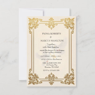 Cartons Réponse Elégant Gold Luxury Mariage formel
