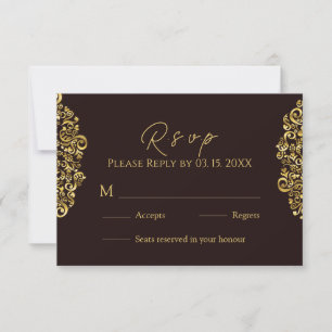 Cartons Réponse Elégant Golden Maroon Damask