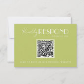 Cartons Réponse Elegant Green Minimalist QR Code Wedding (Devant)