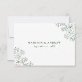 Cartons Réponse Elegant Green Victorian Floral Wedding (Dos)