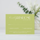 Cartons Réponse Elegant Green White Minimalist Bright Wedding (Debout devant)