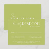 Cartons Réponse Elegant Green White Minimalist Bright Wedding (Devant / Derrière)