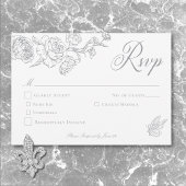 Cartons Réponse Elegant Grey Chinoiserie Bird & Crest Mariage