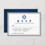 Cartons Réponse Elegant Grey et Navy Blue Bar Mitzvah<br><div class="desc">Carte RSVP Elegant Grey and Navy Blue Bar Mitzvah</div>